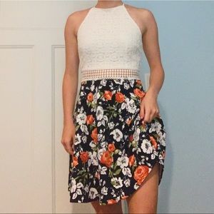 Coral Patterned Mini Dress